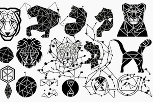 Black lion with binary code tattoo idea