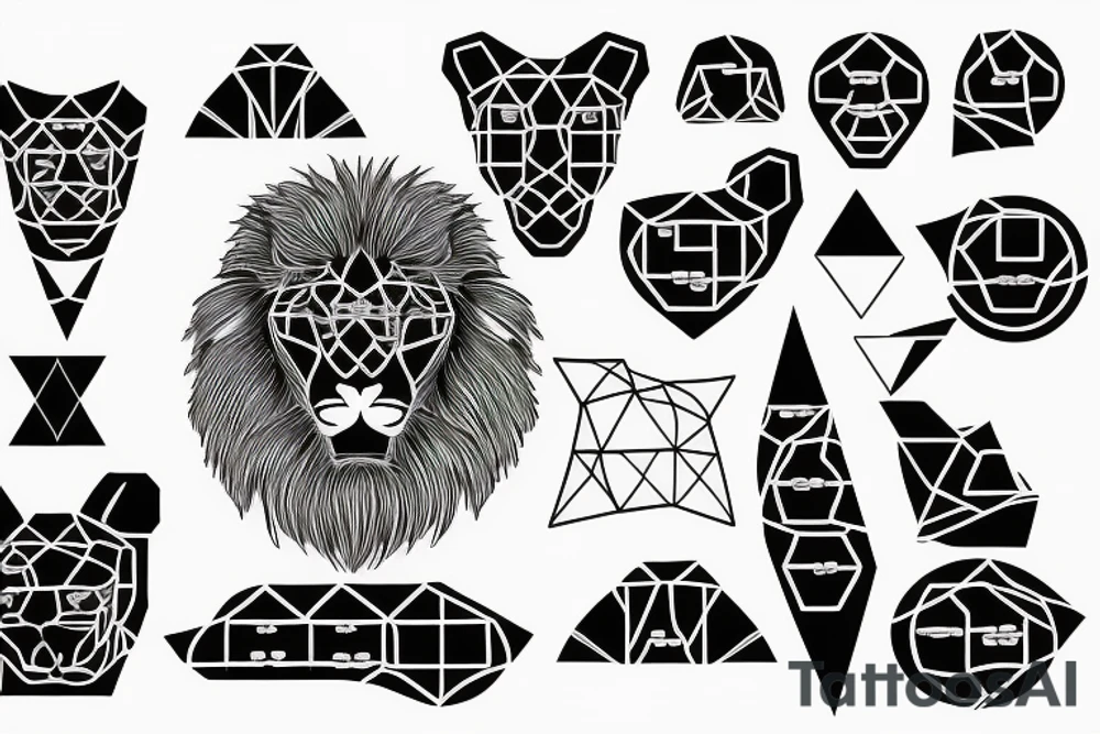 Black lion with binary code tattoo idea