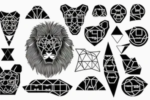 Black lion with binary code tattoo idea