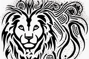 Black lion with binary code tattoo idea