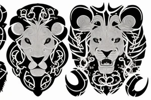 Black lion with binary code tattoo idea