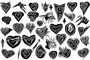 heart piecered with daggers tattoo idea