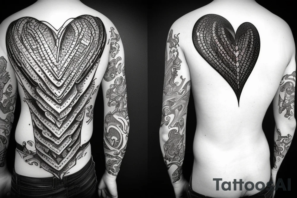 heart piecered with daggers tattoo idea