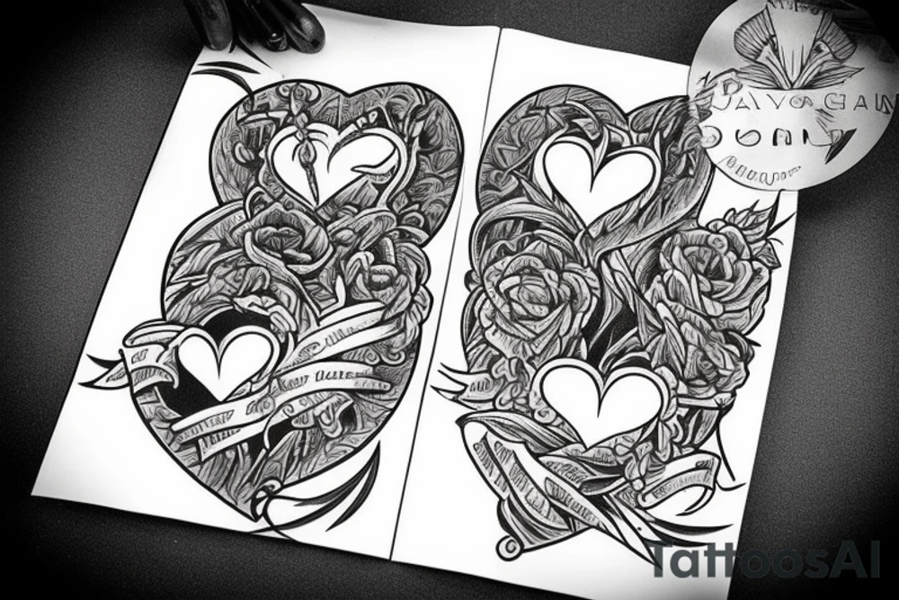heart piecered with daggers tattoo idea