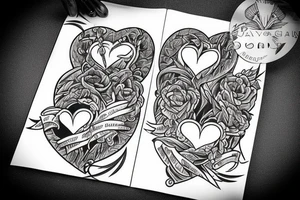 heart piecered with daggers tattoo idea