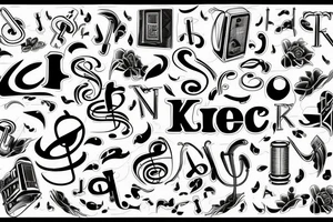 the letters KCE on the front of the building with musical notes tattoo idea