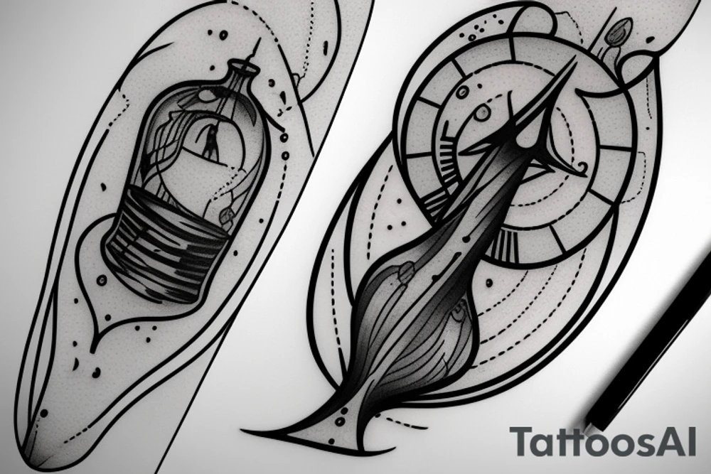 An hour glass where one side of the hourglass is the ocean and the other side is dripping into the sea tattoo idea