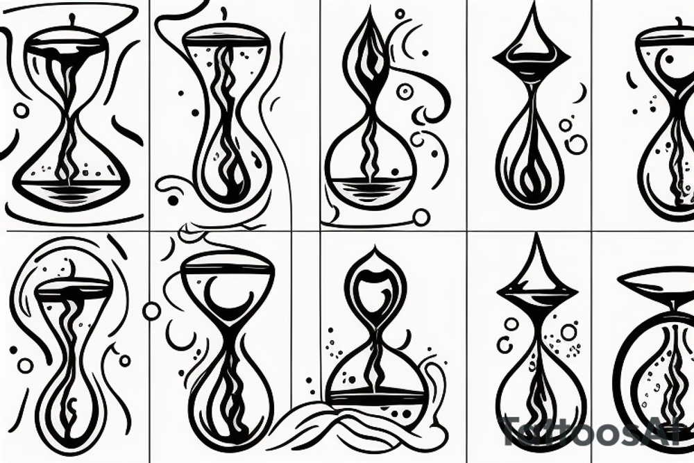 An hourglass where one side of the hourglass is the ocean and the other side is dripping into the sea tattoo idea