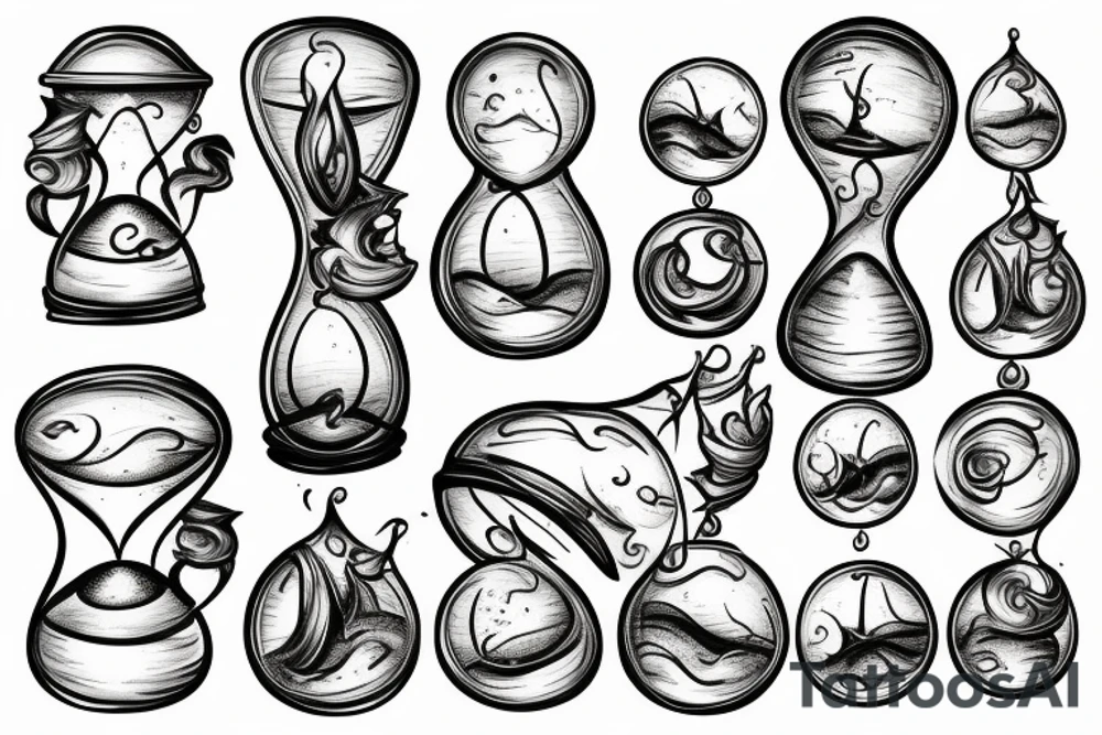 An hourglass where one side of the hourglass is the ocean and the other side is dripping into the sea tattoo idea