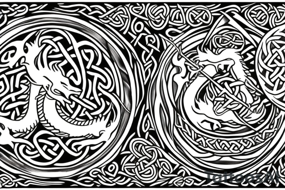 Celtic, dragon, feminine, circular. tattoo idea