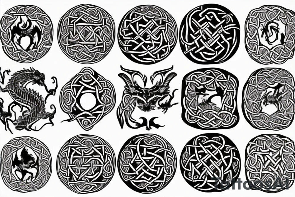 Celtic, dragon, feminine, circular. tattoo idea