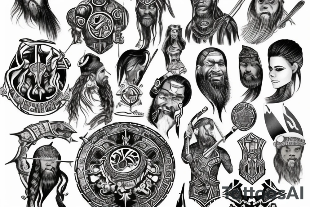 Viking man tattoo cool style black history tattoo idea