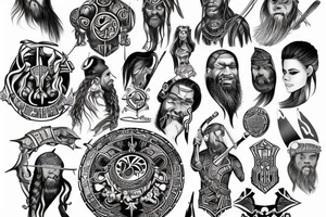 Viking man tattoo cool style black history tattoo idea