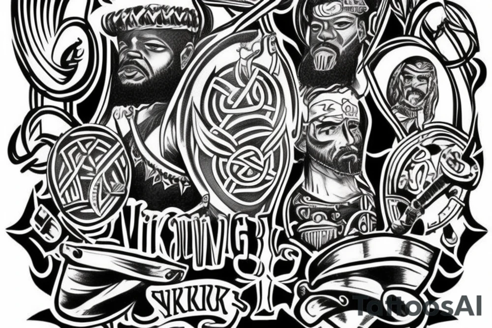 Viking man tattoo cool style black history tattoo idea