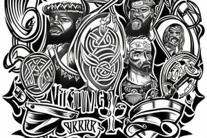 Viking man tattoo cool style black history tattoo idea