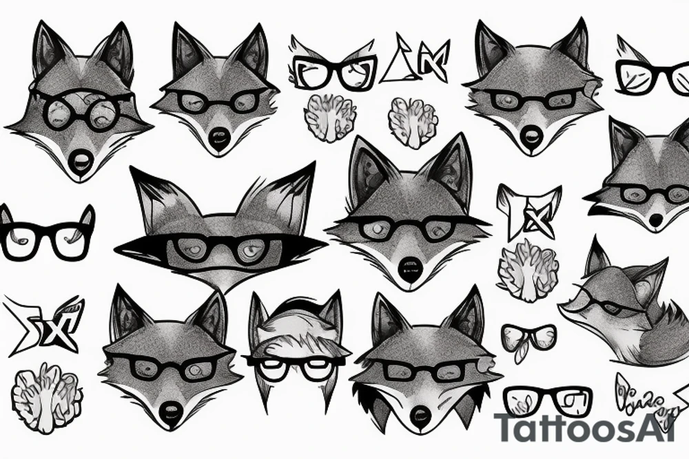 Wise old fox with glasses tattoo idea