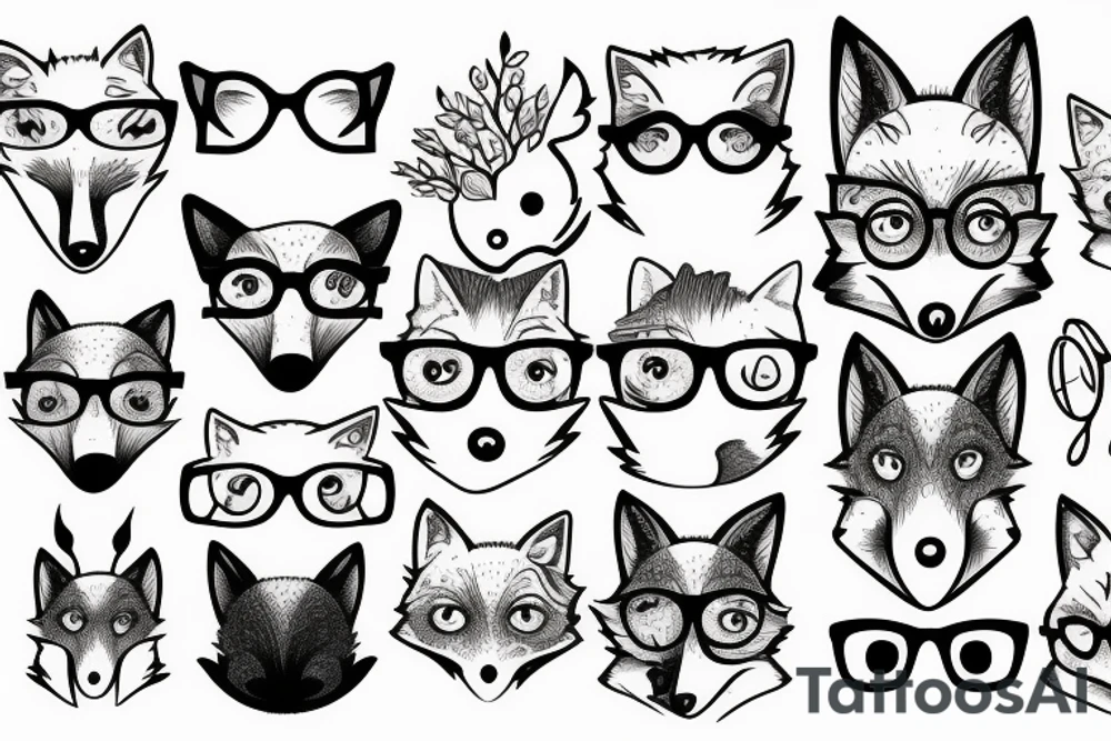Wise old fox with glasses tattoo idea