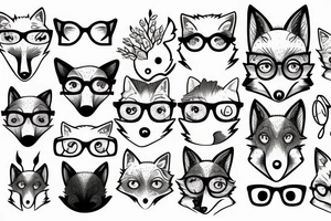Wise old fox with glasses tattoo idea