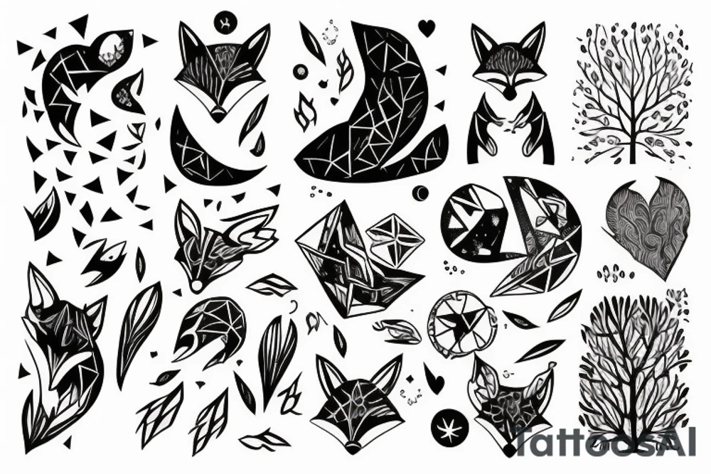 Middle, fox, space , love, tree tattoo idea