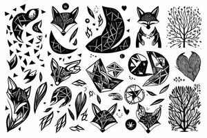 Middle, fox, space , love, tree tattoo idea