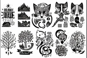Middle, fox, space , love, tree tattoo idea