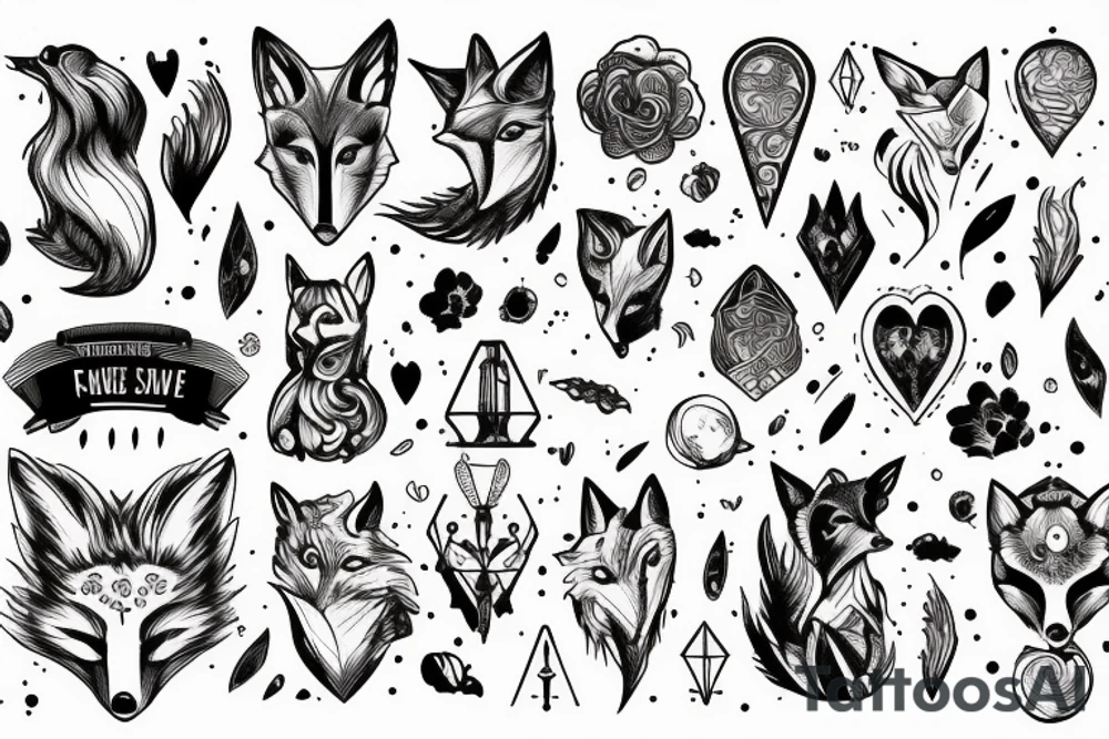 Middle, fox, space , love, fantasy tattoo idea