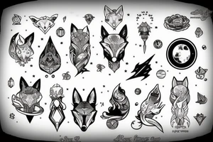 fox, space , love, fantasy, cosmos tattoo idea