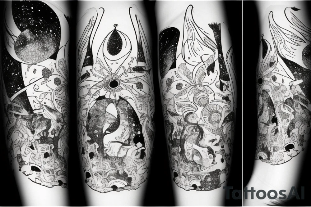 fox, space , love, fantasy, cosmos tattoo idea