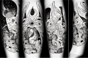 fox, space , love, fantasy, cosmos tattoo idea