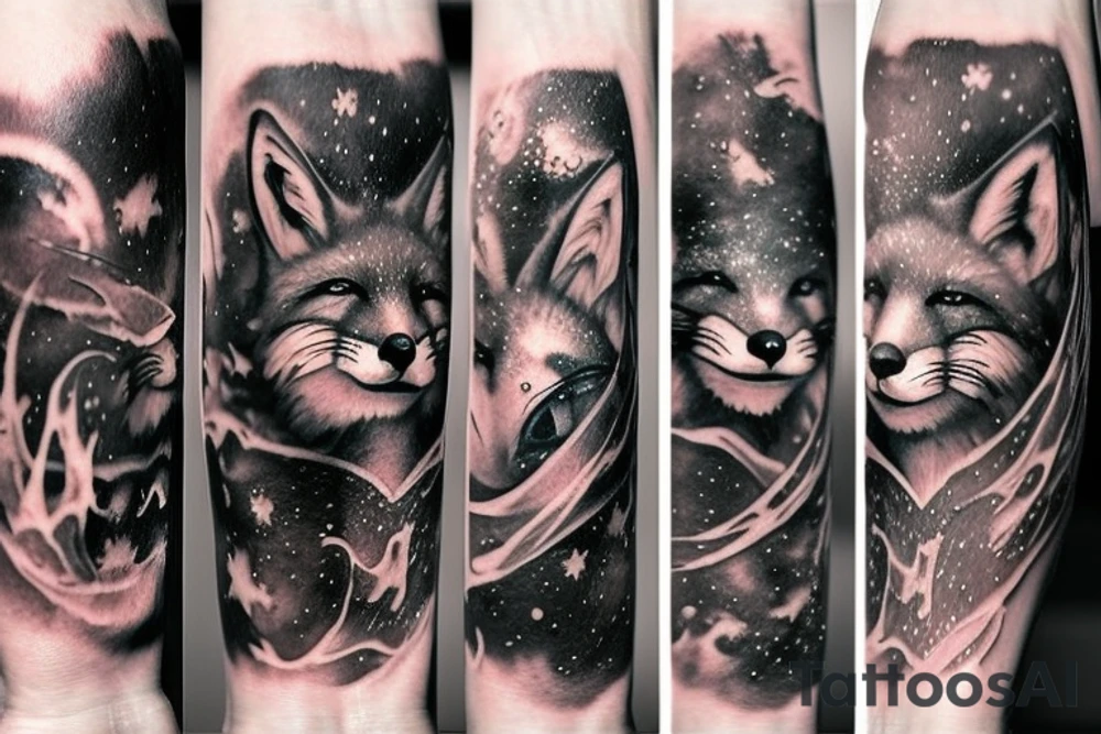 space , fox, fantasy, cosmos tattoo idea