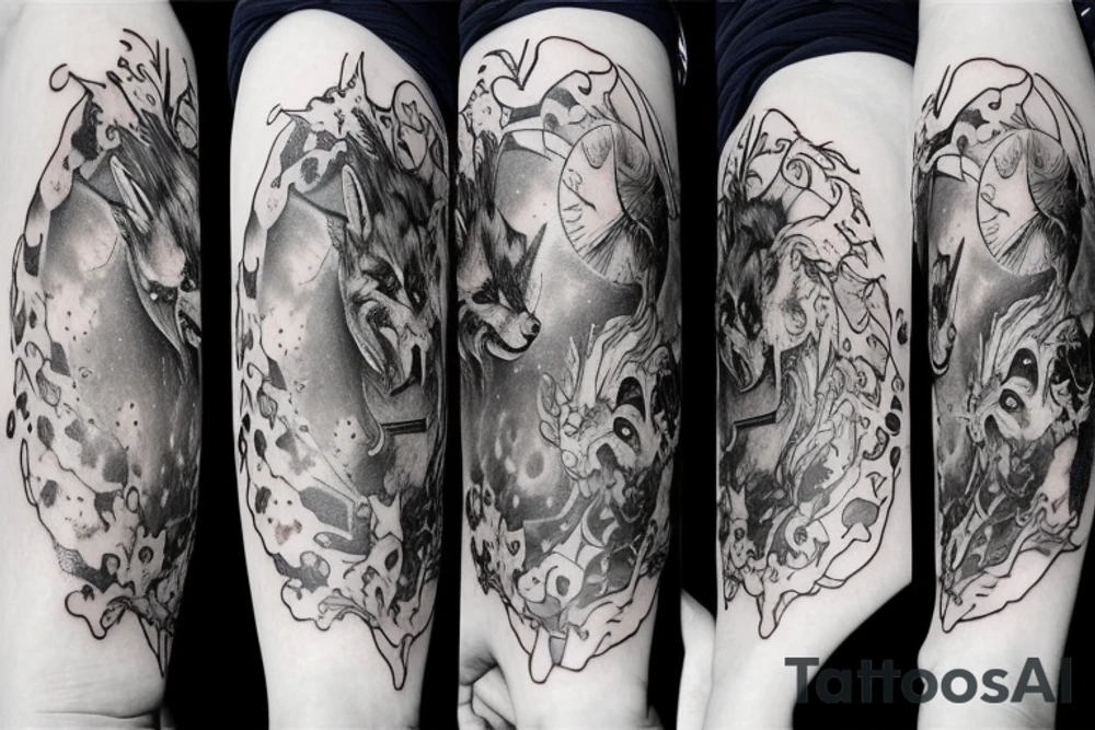 space , fox, fantasy, cosmos tattoo idea