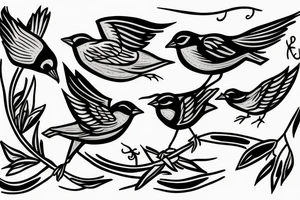 Three sparrows tied by a string tattoo idea