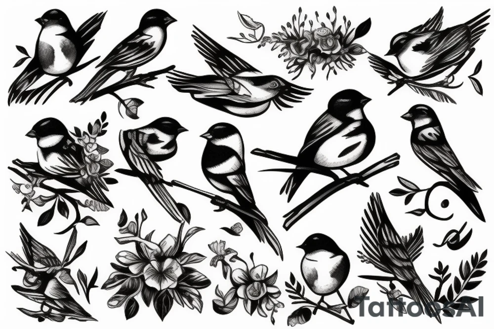 Three sparrows tattoo idea