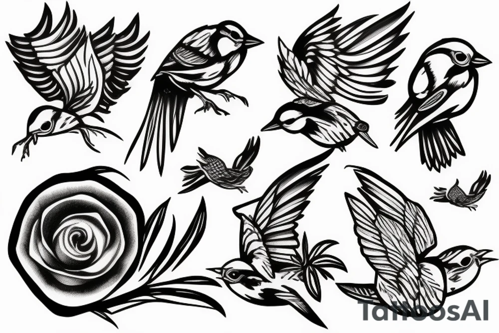 Three sparrows tattoo idea