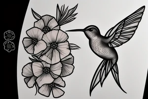 Humming bird holding a poppy flower tattoo idea