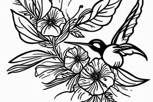 Humming bird holding a poppy flower tattoo idea