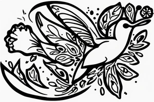 Humming bird holding a poppy flower tattoo idea