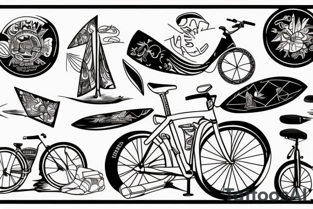 Bike and sup board tattoo idea