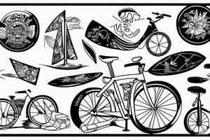 Bike and sup board tattoo idea