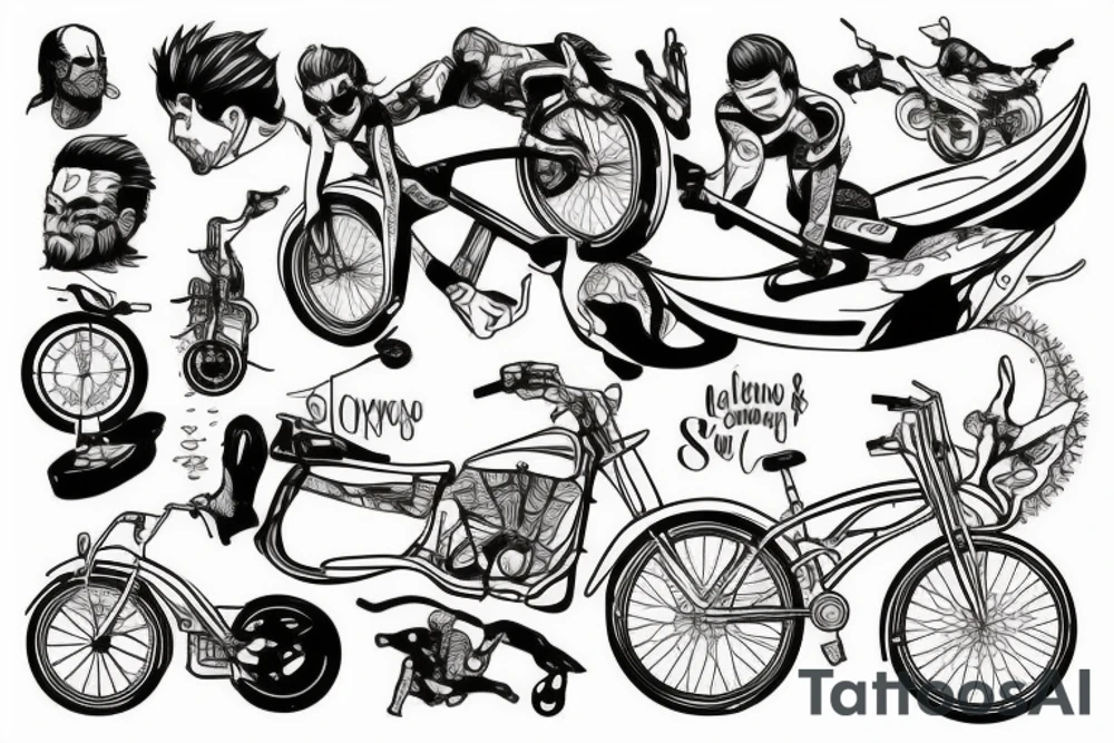 Bike and sup-board tattoo idea