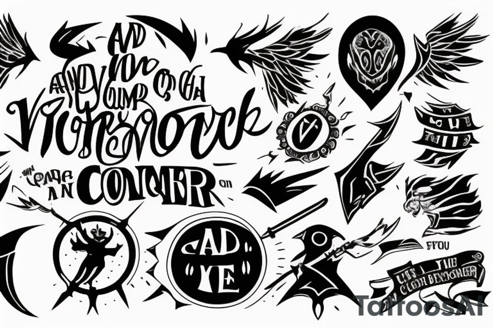 the inscription "and he came out victorious, and to conquer" tattoo idea