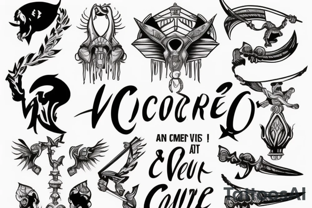 the inscription "and he came out victorious, and to conquer" tattoo idea