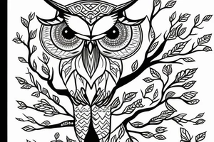 owl on tree tattoo idea