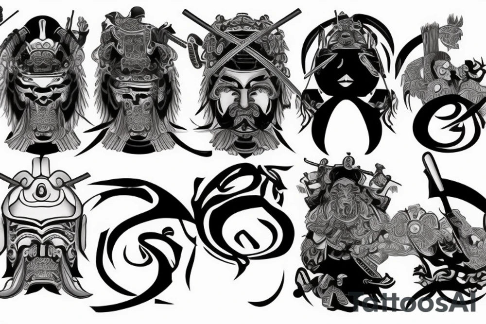 The samurai who penetrates through yin and yang with his katana tattoo idea
