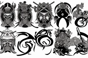 The samurai who penetrates through yin and yang with his katana tattoo idea