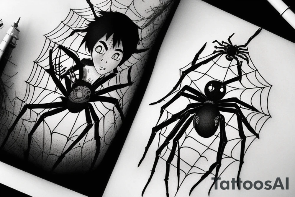 Spider full black 8 legs tattoo idea