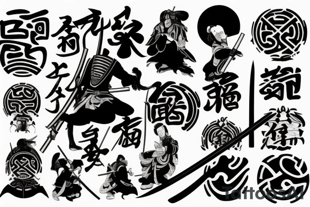 The samurai who penetrates through yin and yang with his katana tattoo idea