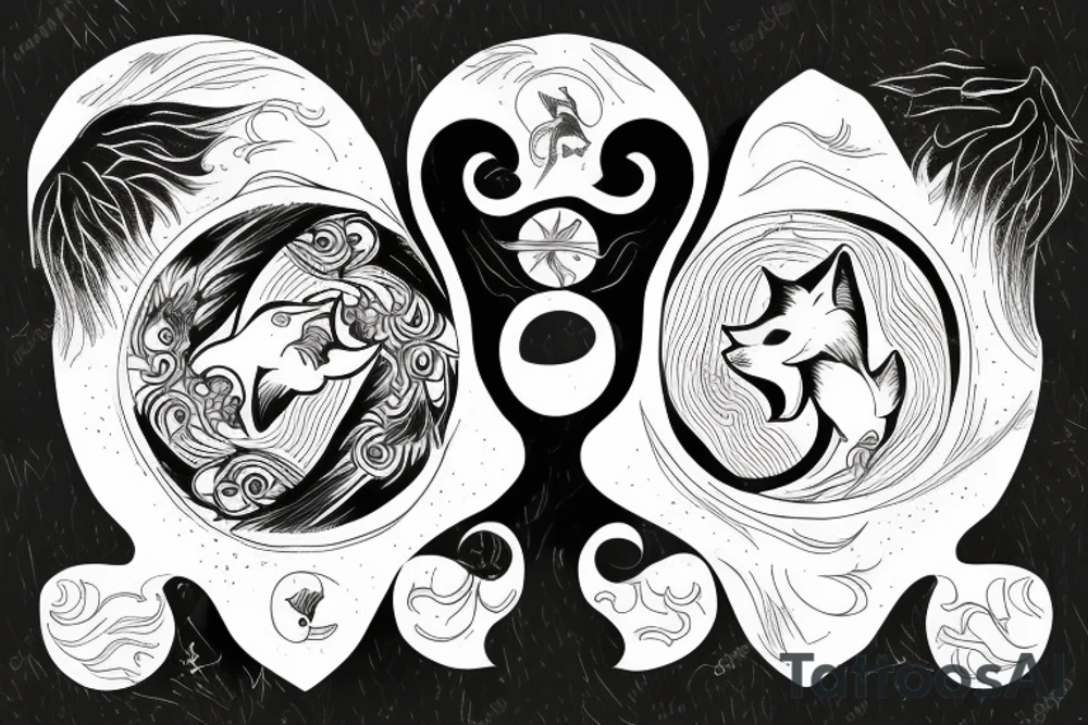 two wolves ying the yang tattoo idea