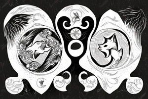 two wolves ying the yang tattoo idea