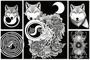 two wolves ying the yang tattoo idea